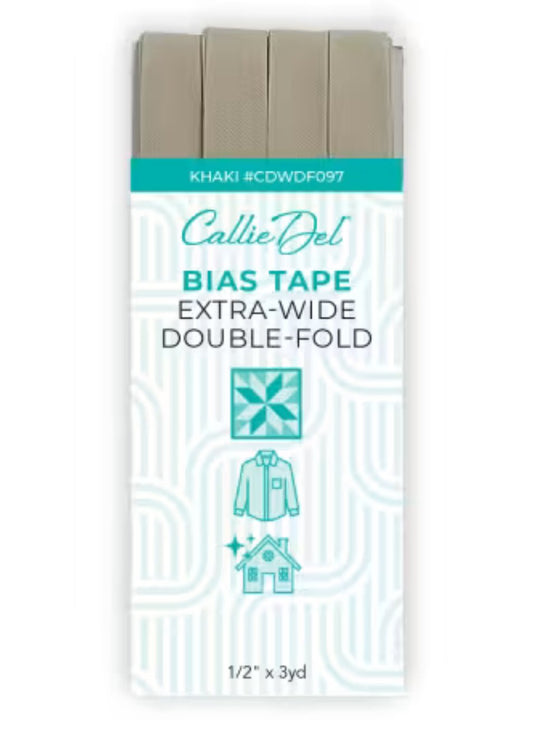 Callie Del Extra Wide Double Face Bias Tape Khaki