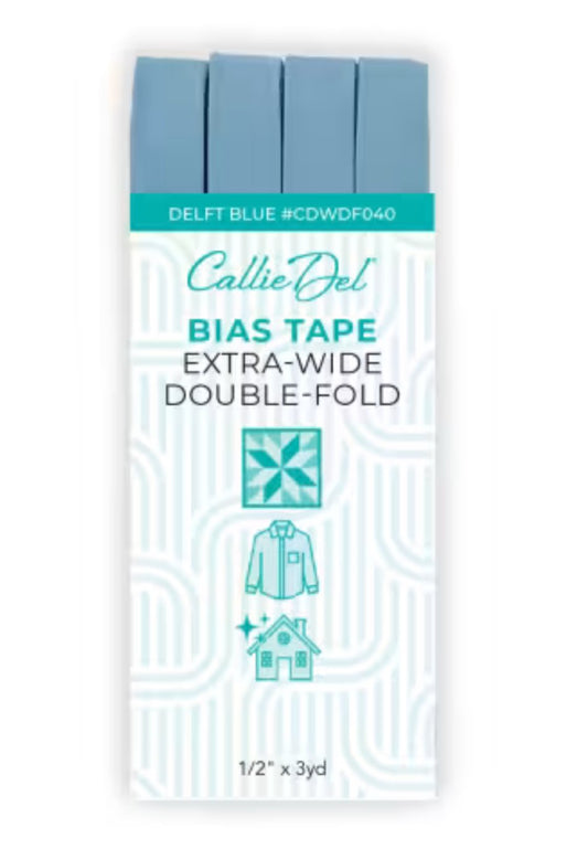 Callie Del Extra Wide Double Face Bias Tape Delft Blue