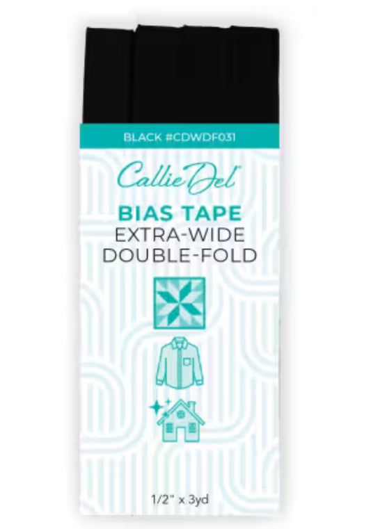 Callie Del Extra Wide Double Face Bias Tape Black