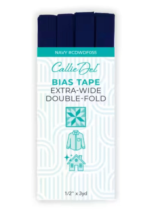 Callie Del Extra Wide Double Face Bias Tape Navy