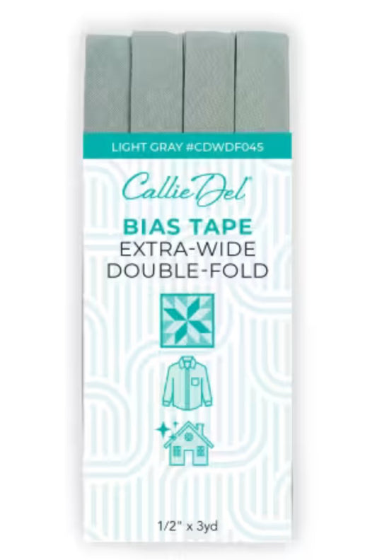 Callie Del Extra Wide Double Face Bias Tape Light Grey