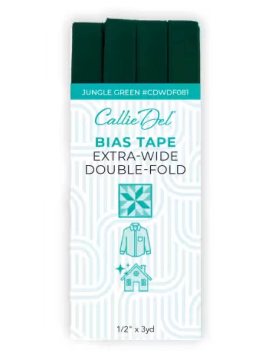 Callie Del Extra Wide Double Face Bias Tape Jungle Green