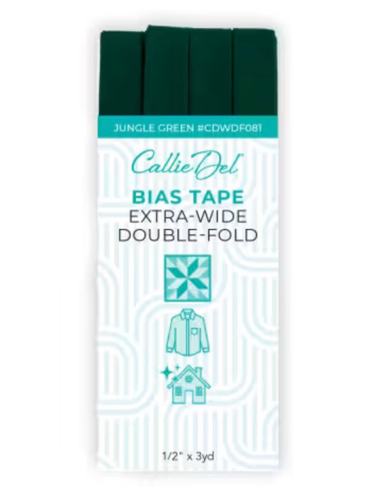 Callie Del Extra Wide Double Face Bias Tape Jungle Green