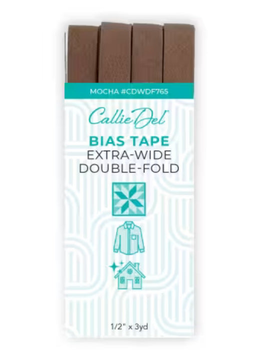 Callie Del Extra Wide Double Face Bias Tape Mocha