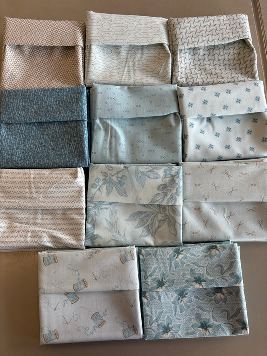 Sewing Bird Blue Threaded Spool Fat Quarter Bundle