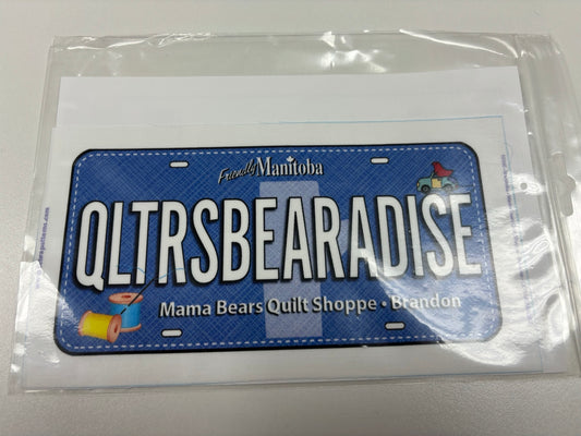 Quilters Bearadise Fabric License Plate