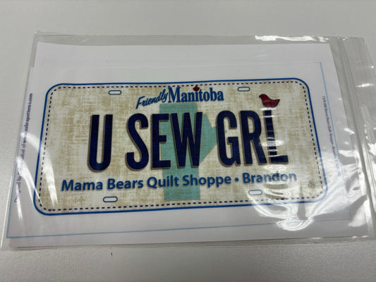 You Sew Gurl Fabric License Plate