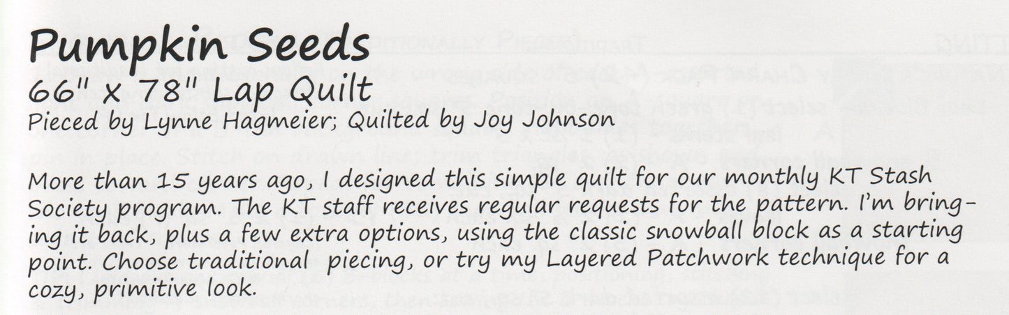 Pumpkin Seeds Quilt Pattern