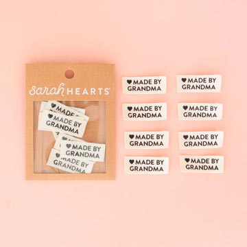 Sarah Hearts Label Made by Grandma White/Black
