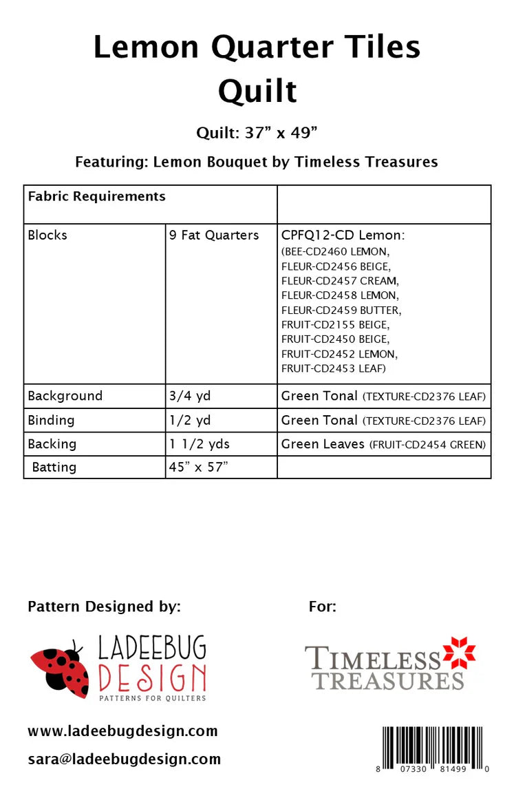 Lemon Quarter Tiles Pattern