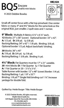 BQ 5 Encore Quilt Pattern