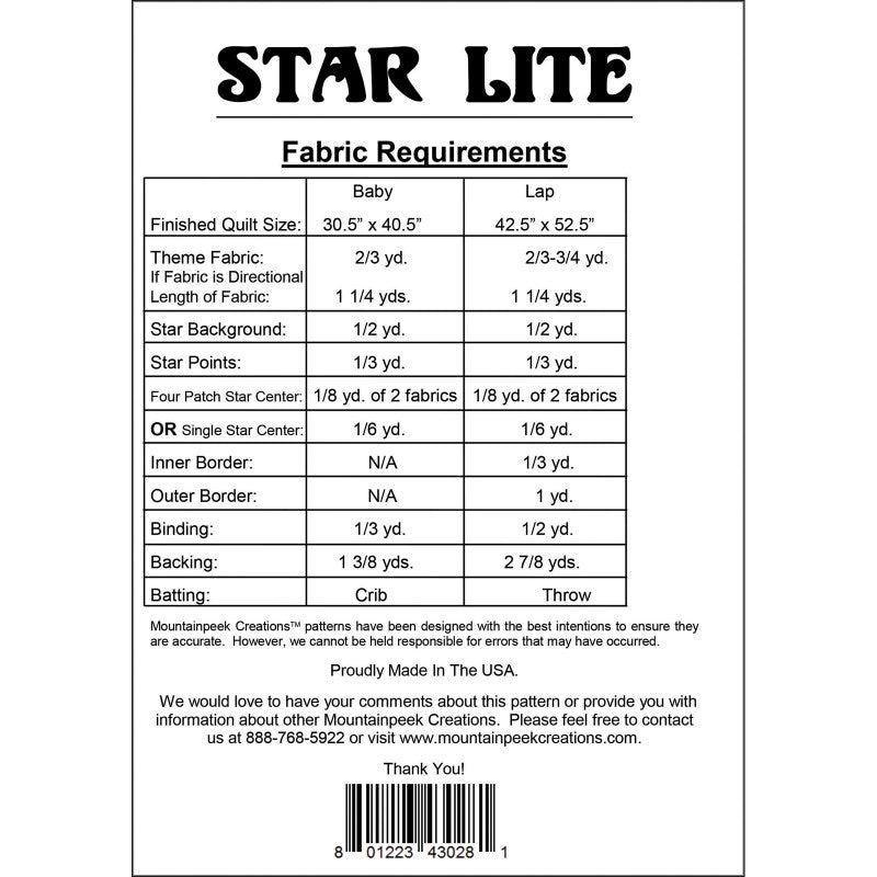Star Lite Pattern