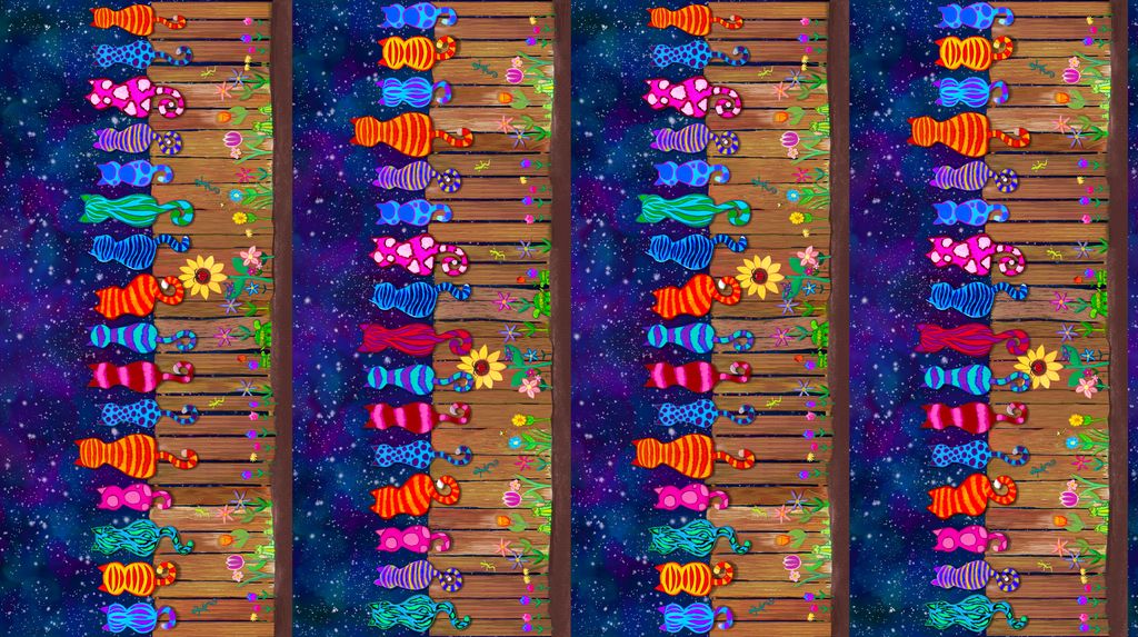 Cats On A Fence Cd1486 Stripe