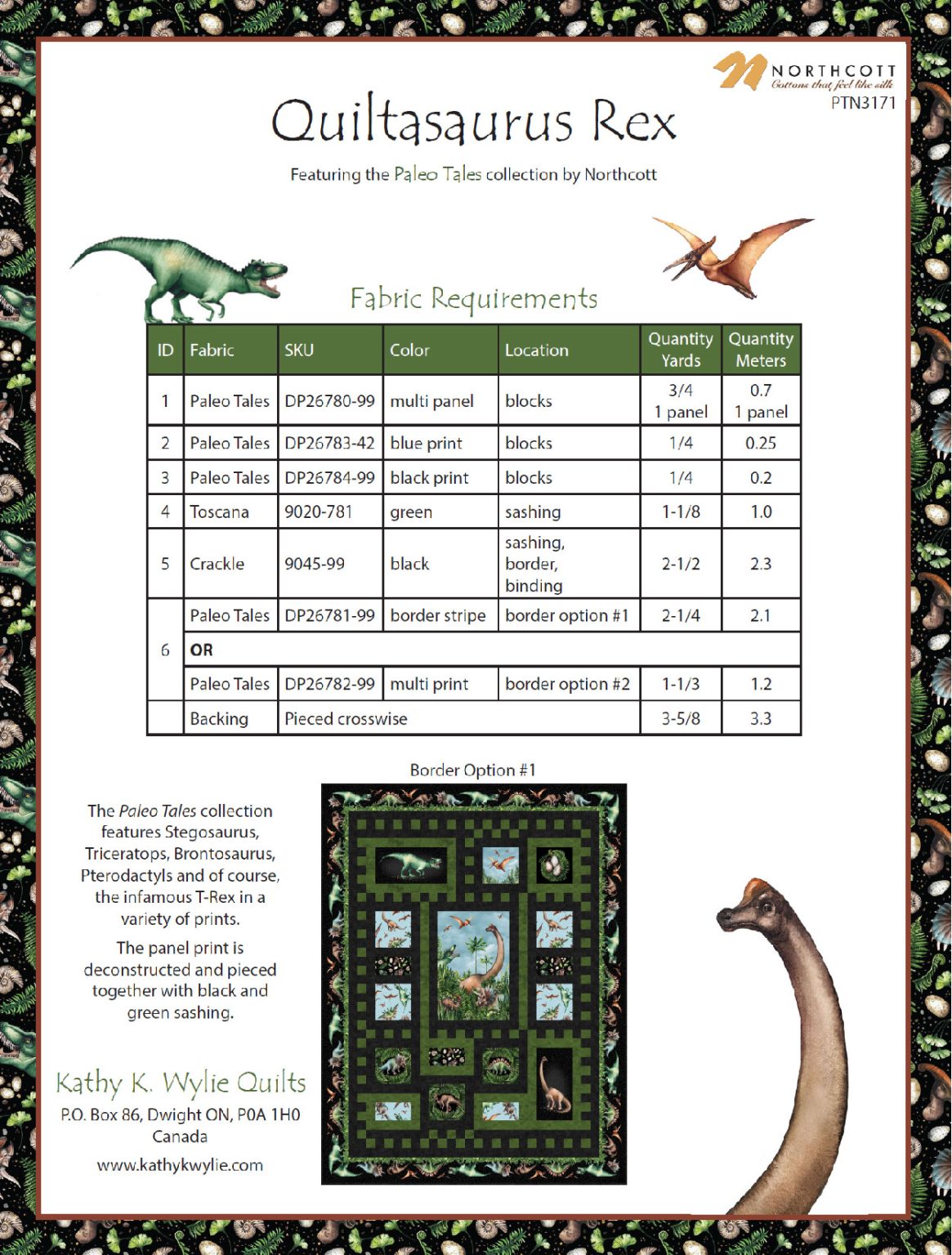 Quiltasaurus Rex Pattern