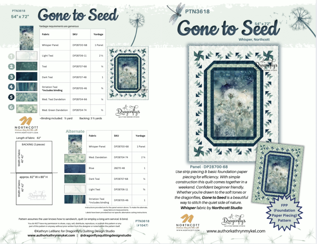 Whisper Gone to Seed Quilt Pattern
