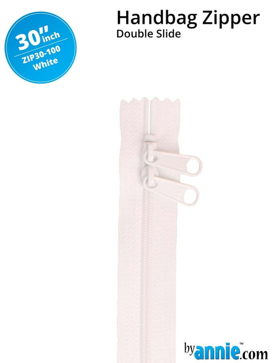 30" Double Slide Handbag Zipper White