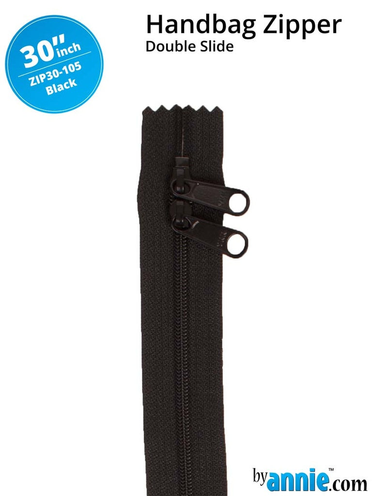 30" Double Slide Handbag Zipper Black