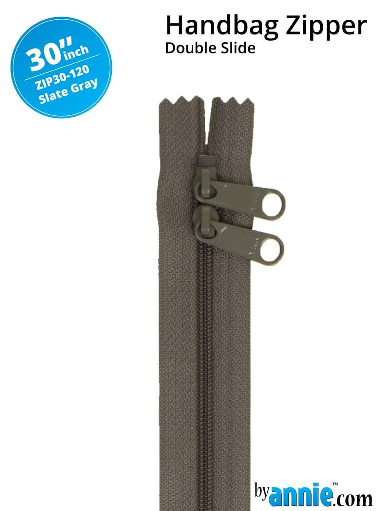 30" Double Slide Handbag Zipper Slate Gray