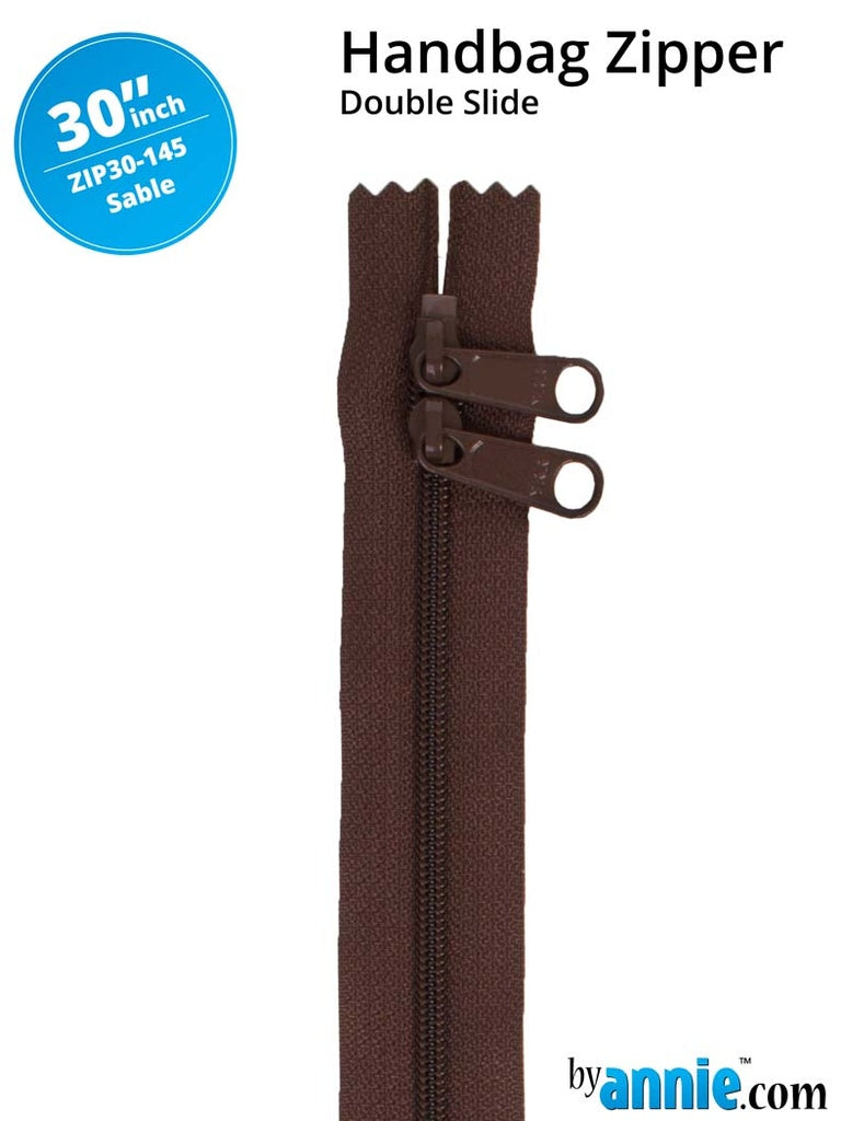 30" Double Slide Handbag Zipper Sable