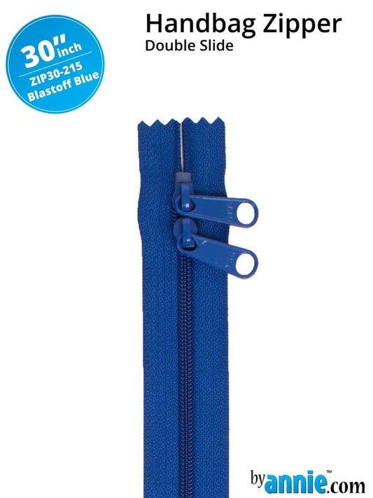 30" Double Slide Handbag Zipper Blastoff blue
