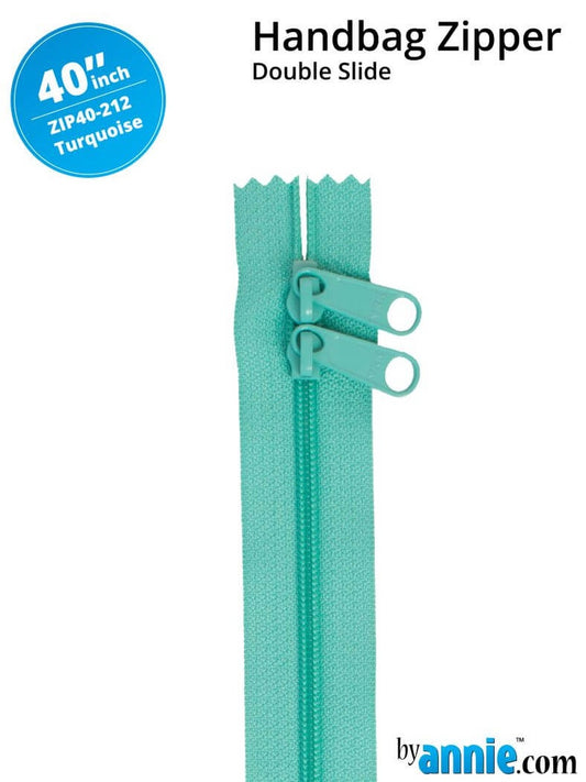 40" Double Slide Handbag Zipper Turquoise
