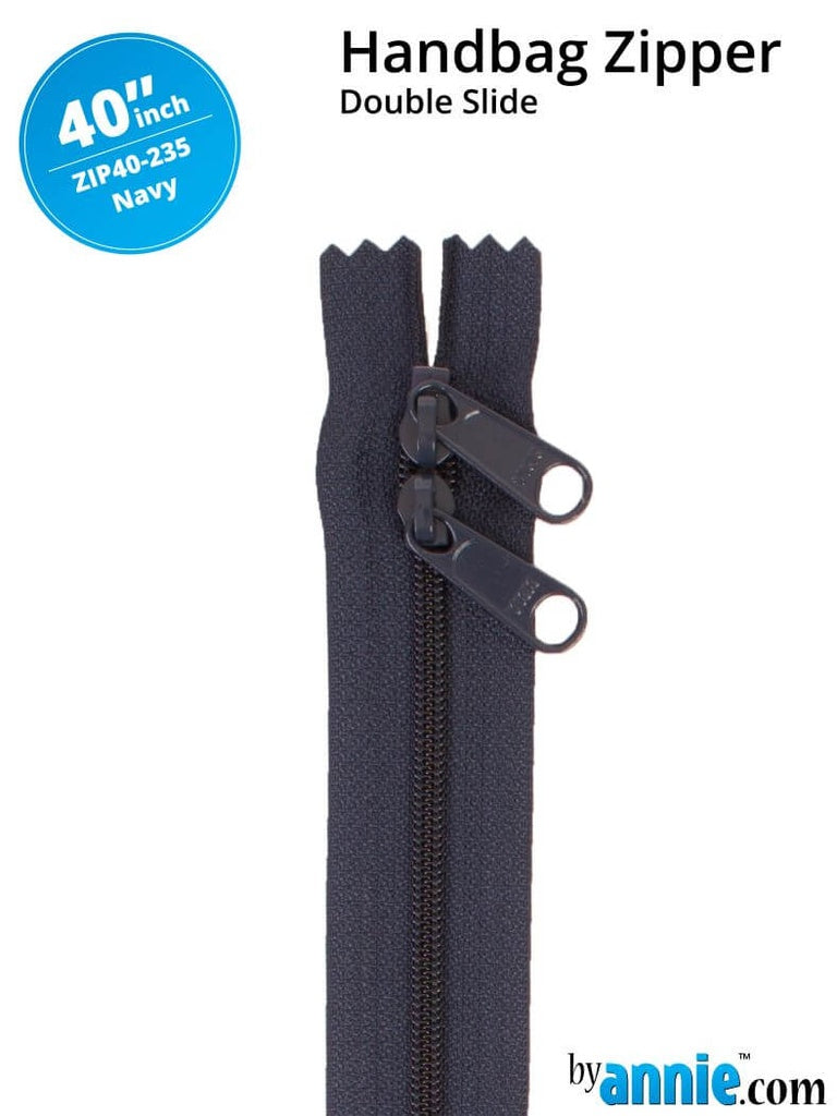 40" Double Slide Handbag Zipper Navy