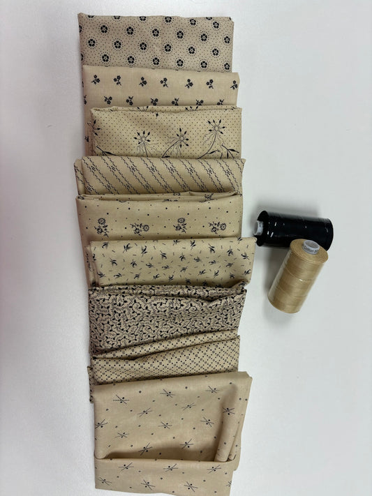 Blackbirds Nest Fat Quarter Bundle Black/Tan