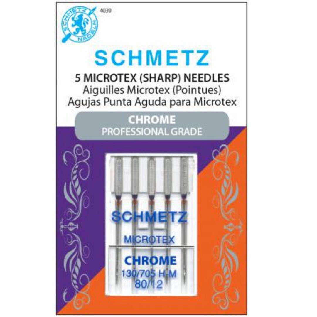 Schmetz 5 Microtex (Sharp) Needles Chrome