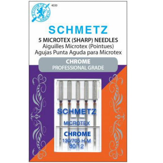 Schmetz 5 Microtex (Sharp) Needles Chrome