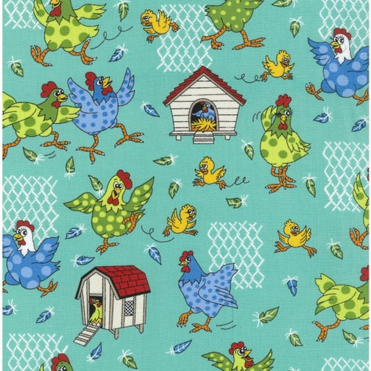 Farm Fun Chickens Teal