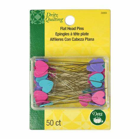 Dritz 50 Pack Heart Flat Head Pins