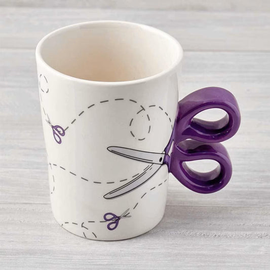 Scissors Shaped Handle Mug Purple