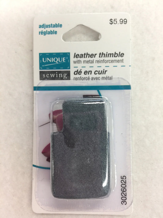 Unique Leather Thimble with Metal Reinforcement Black
