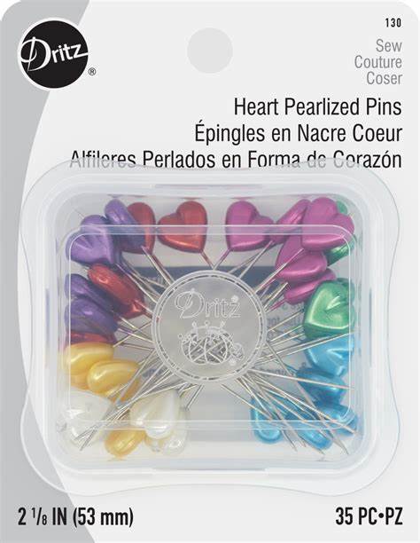 Dritz 35 Pack Heart Pearlized Pins