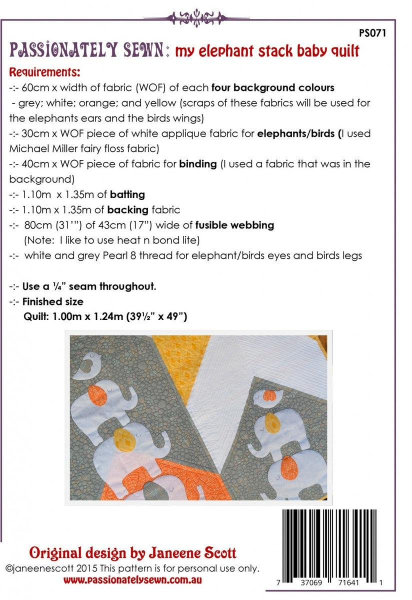 My Elephant Stack Baby Quilt Pattern